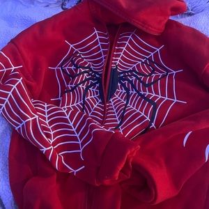 RED SPIDER WEB GRAPHIC ZIP UP